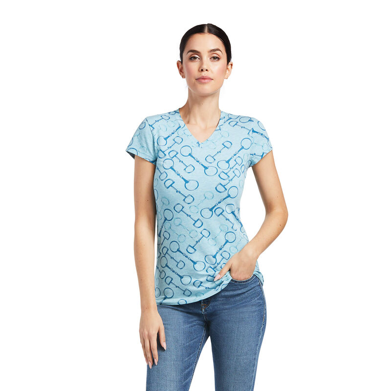 Camisetas Ariat Snaffle Azules Claro Mujer - Chile 012-INOGUC